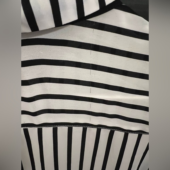 H&M Divided Black and White Striped Blouse with Tie - Picture 4 of 4